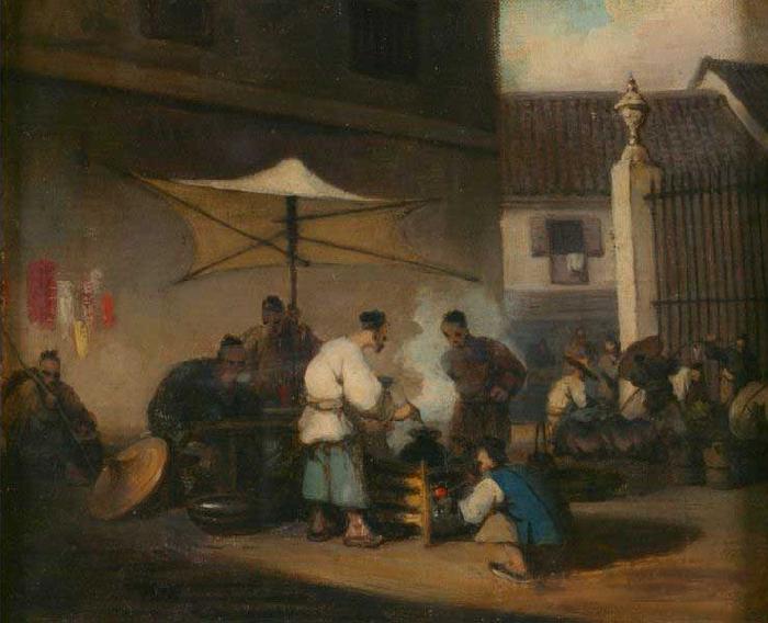 George Chinnery Street Scene, Macao, with Pigs oil painting picture